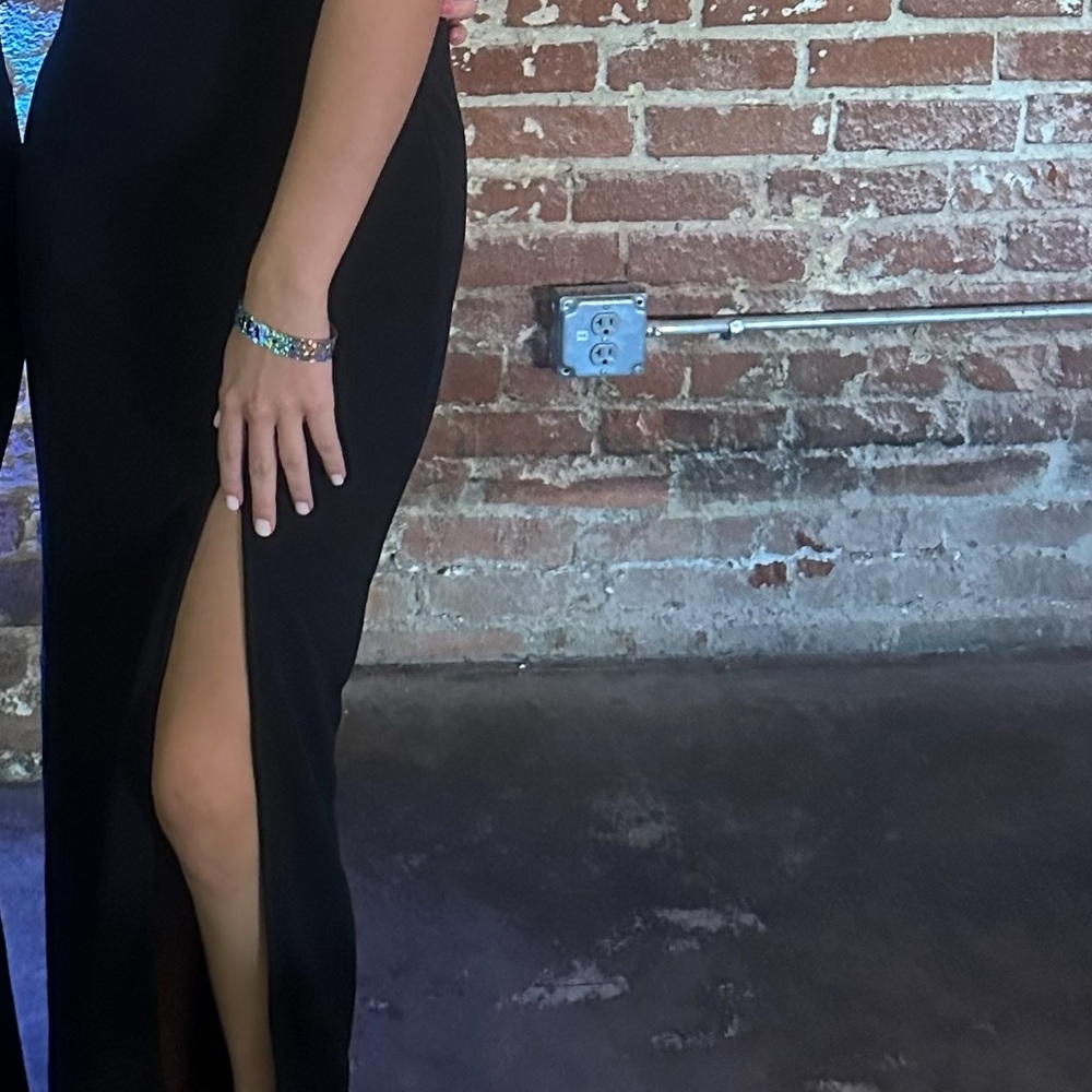 Lulu's Black Maxi Dress with Side Slit